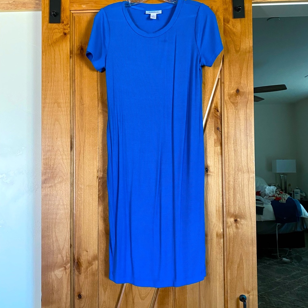 Motherhood maternity bodycon blue dress